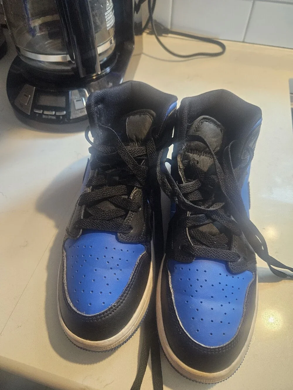 Nike Air Jordan 1 Mid - Youth 5 — Black/Royal Blue